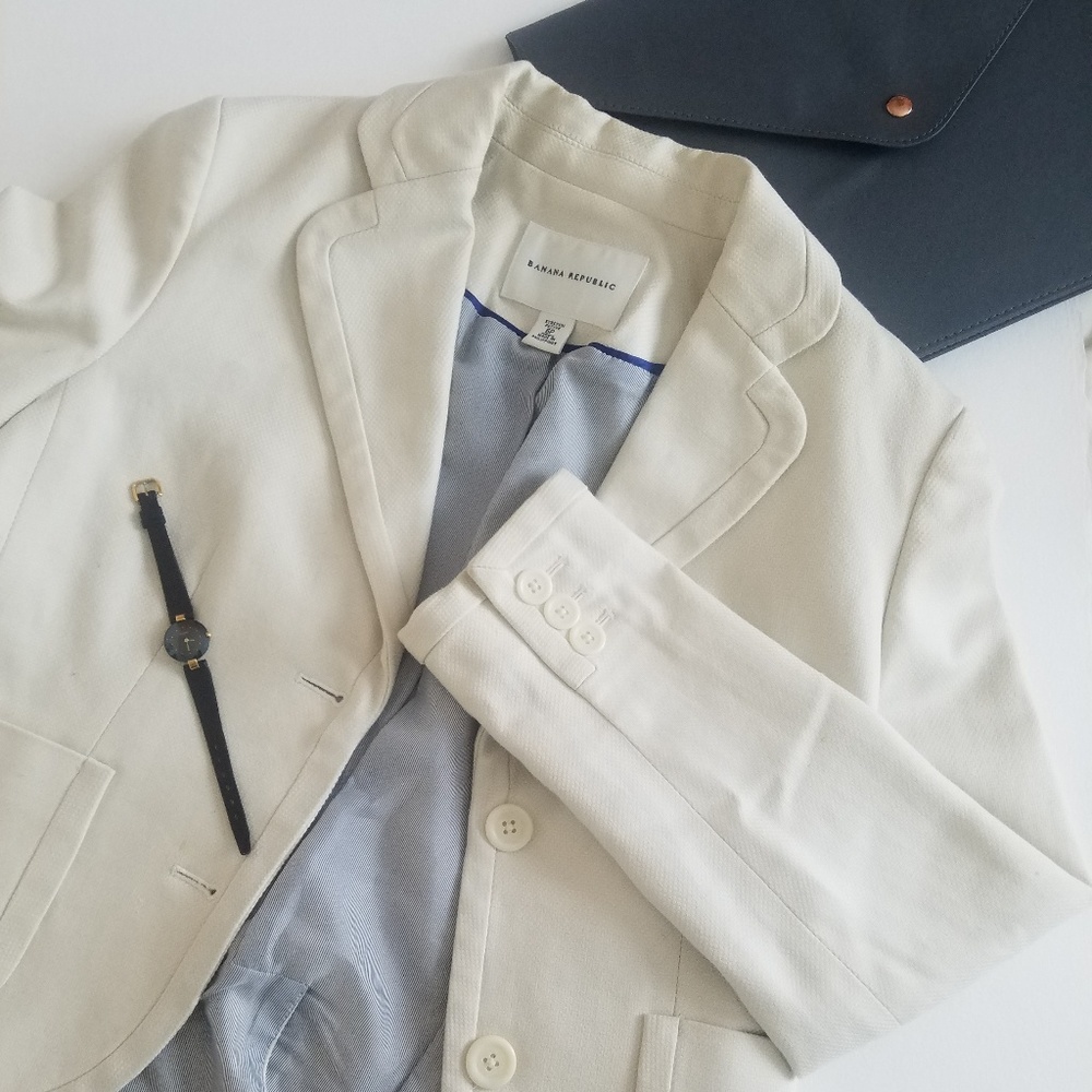 Banana Republic White Blazer with Striped Lining